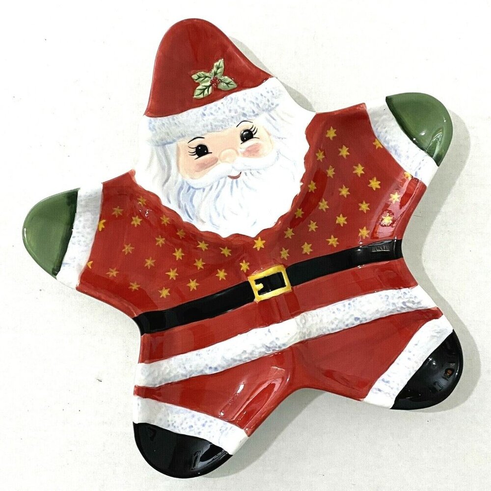 Christopher Radko Traditions Holiday Celebrations Star Santa Plate Classic Party